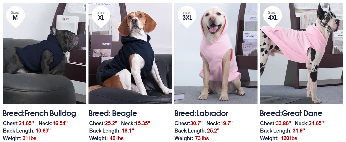 Теплий флісовий світшот-худі IECOii для великих собак, рожевий, 4XL. Комфортний пуловер з капюшоном для холодних днів, підходить для доберманів та інших великих порід.