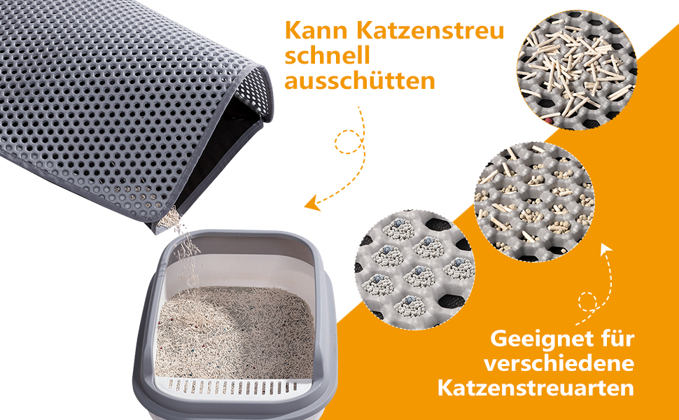 Килимок для котячого туалету Ondware, 117.8 x 66 см, двошаровий, вологостійкий (сірий)