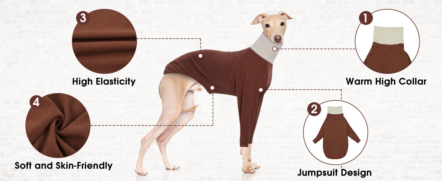 Теплий пуловер з коміром-горловиною для Whippet, Windhund та маленьких собак, теплий одяг для собак на зиму, коричневий, розмір S