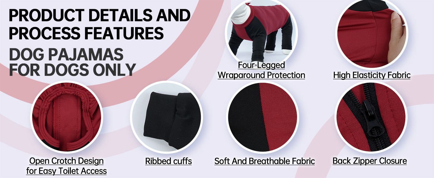 Комбінезон для собак Hjyokuso з ніжками, піжама для собак середніх порід, післяопераційний одяг для собак, червоний