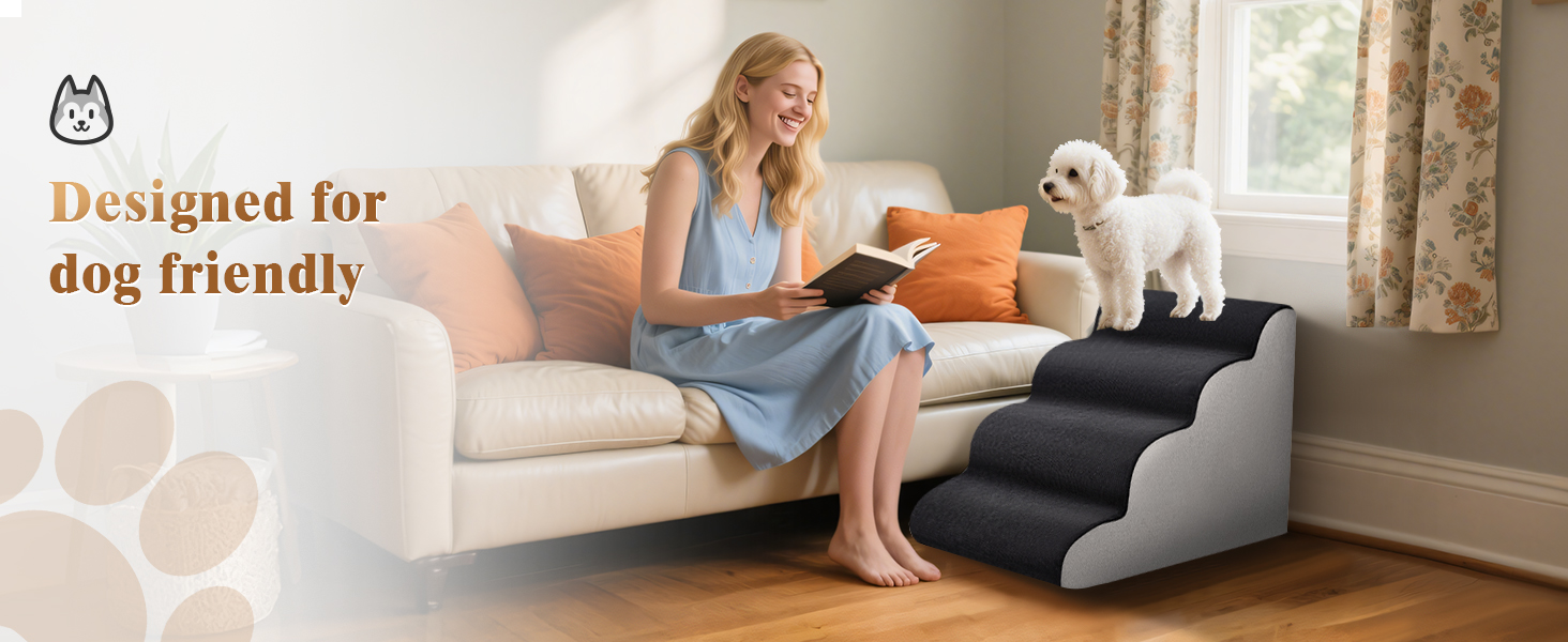 Сходинки для тварин JUOIFIP, 4 сходинки, для маленьких собак та котів, чорно-сі кольори, миючий, антиковзаючі