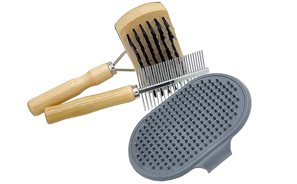 Набір щіток для собак та котів преміум-класу 3 в 1: щітка, зчесалка, гребінець | Для довгої, короткої шерсті, підшерстка