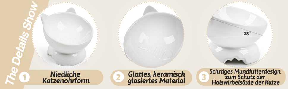 Набір мисок для котів, 2 шт. Керамічні миски для котів з піднятим краєм, набір з двох мисок