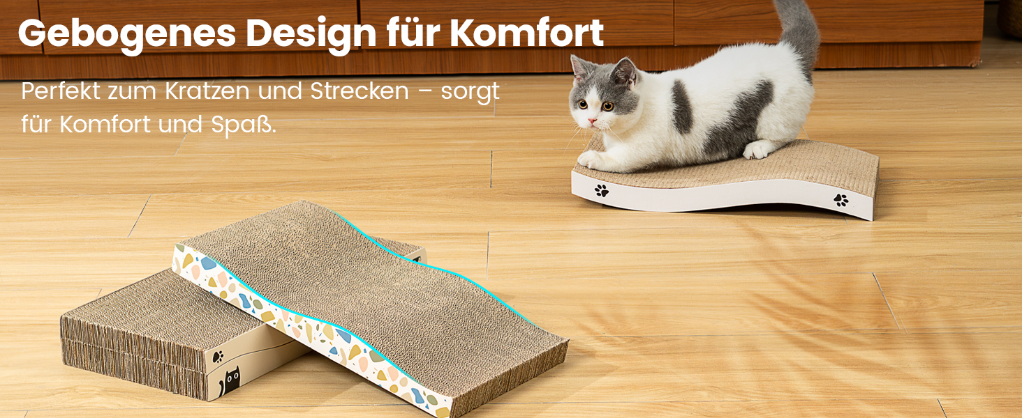 Котячий когтетоп з коробкою та 4 змінними шарами когтеточки - великі меблі для котів з міцного гофрокартону, двосторонні когтеточки з наклейками DIY - лежанка для котів у квартирі, захист меблів, великий розмір