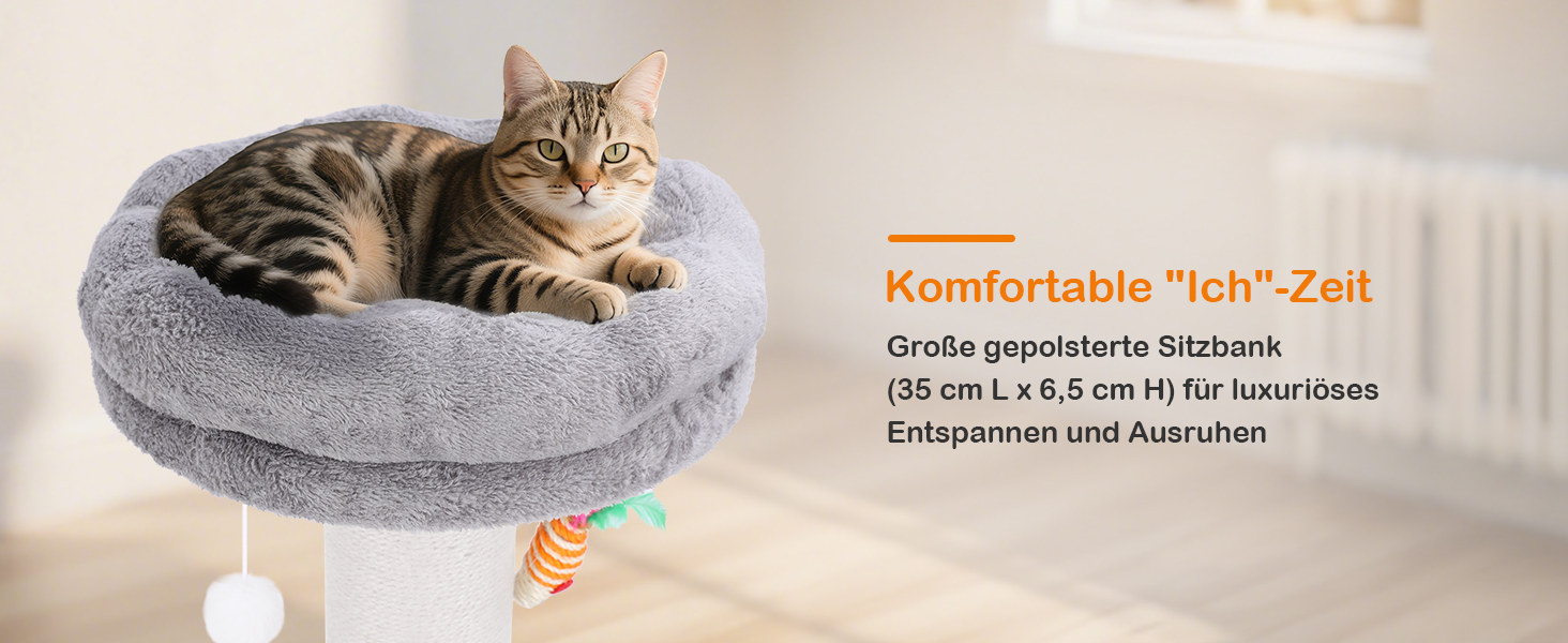 Дряпак для котів Trhillsbrad 81 см з м'ячиком та іграшками, з сизалю