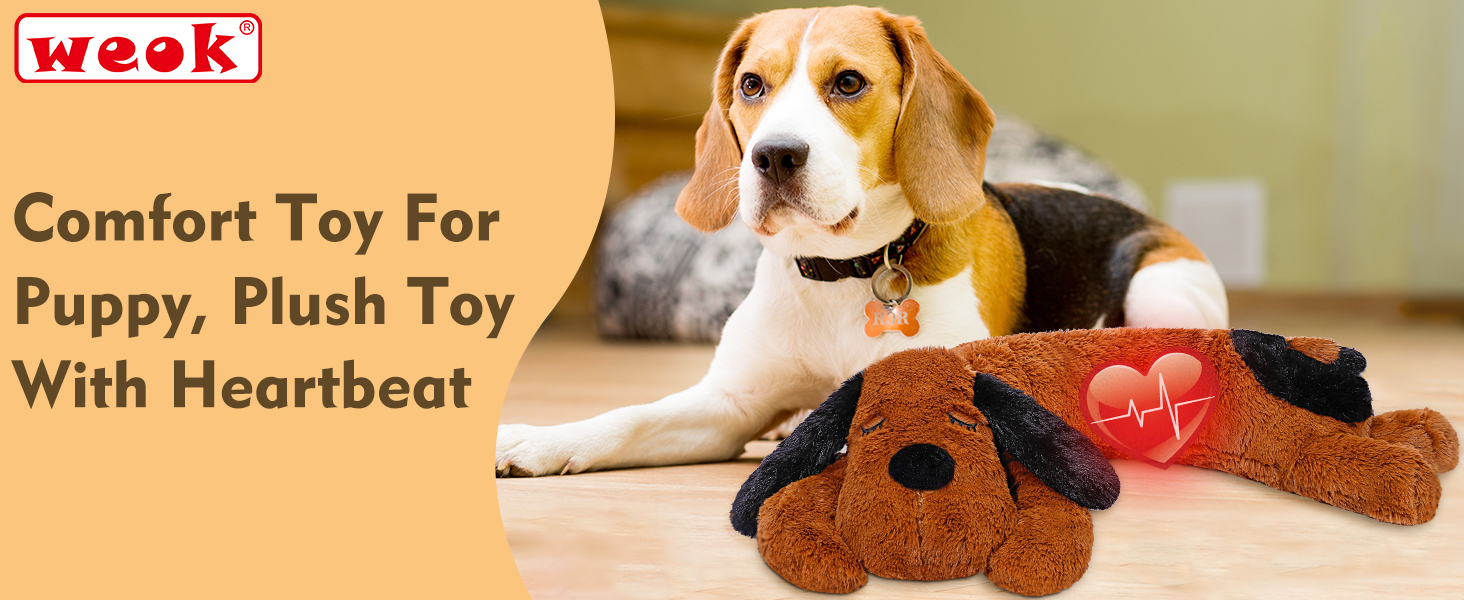 Іграшка-серце для собак WEOK - зручне м'яке ліжко, для зняття тривоги, заспокоююча допомога, допомога у сні, для середніх собак (Темно-коричневий)
