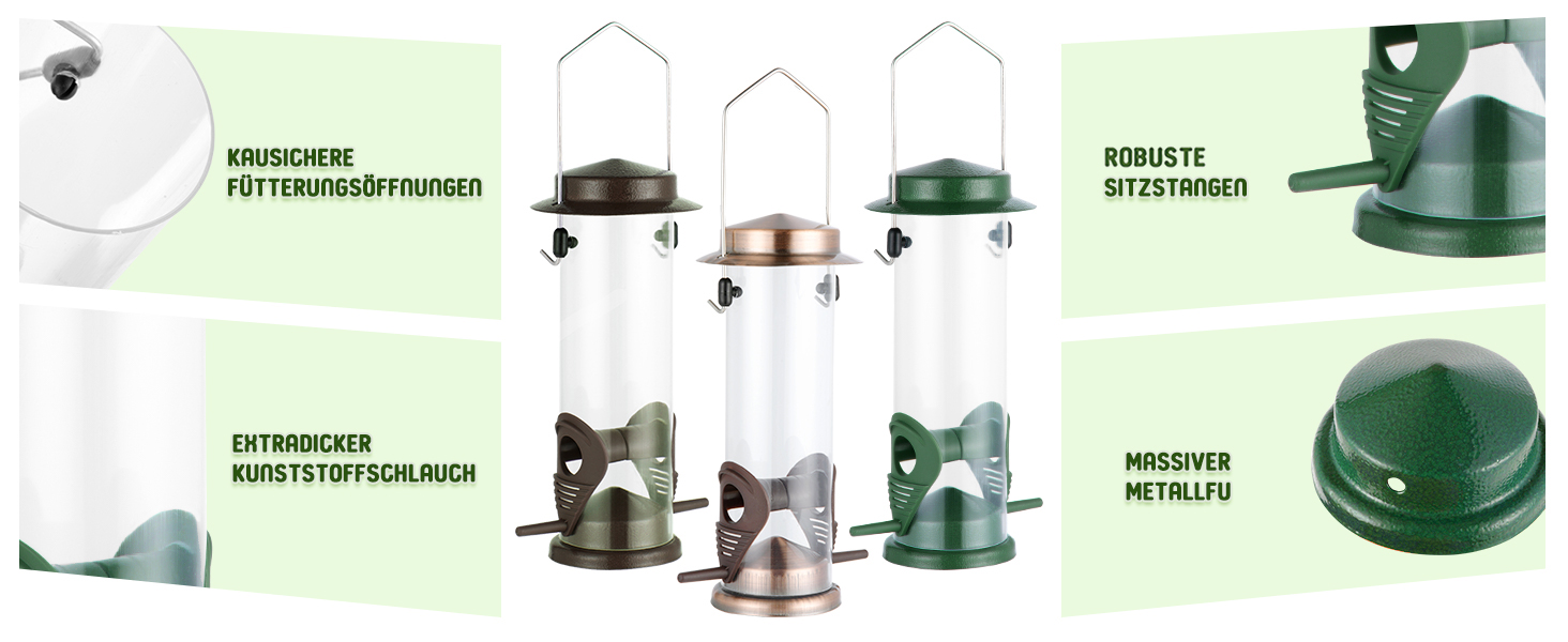 Годівниця для птахів Urban Deco з 2 годівницями, зелена (2 шт.)