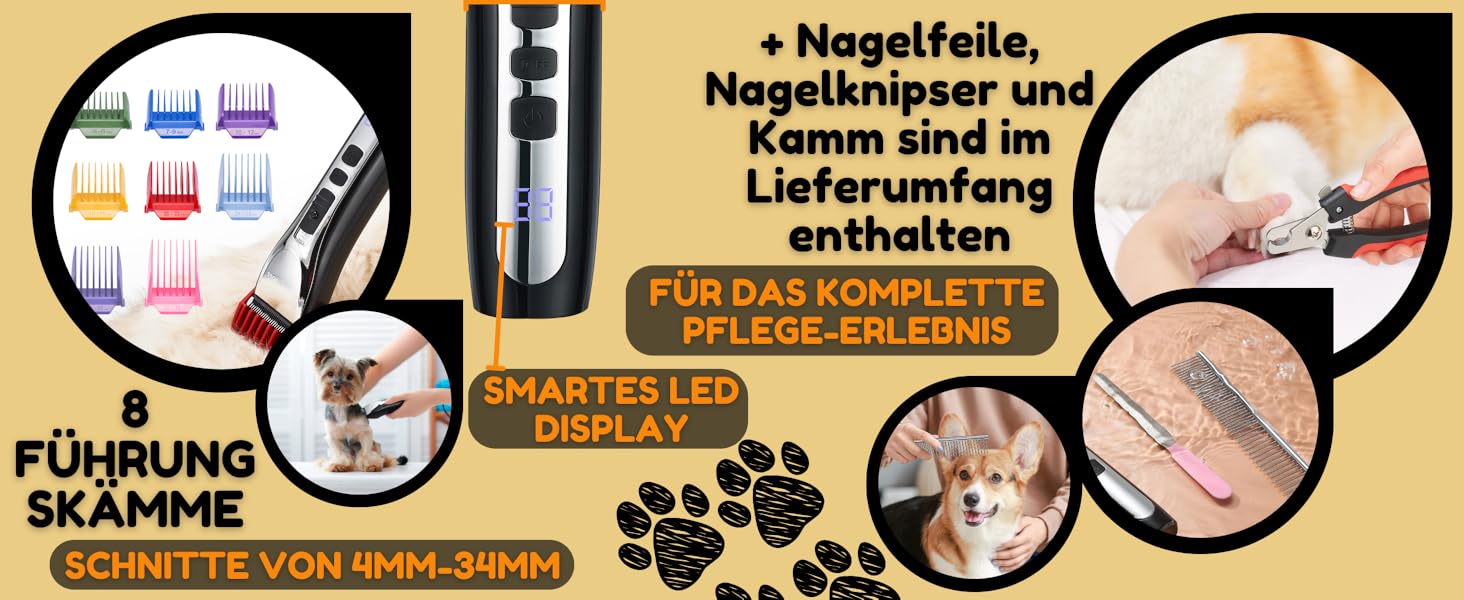 Професійний собачий триммер BarberBoss QR-9086 для густого волосся: набір для догляду за собаками та котами, бездротовий, тихий