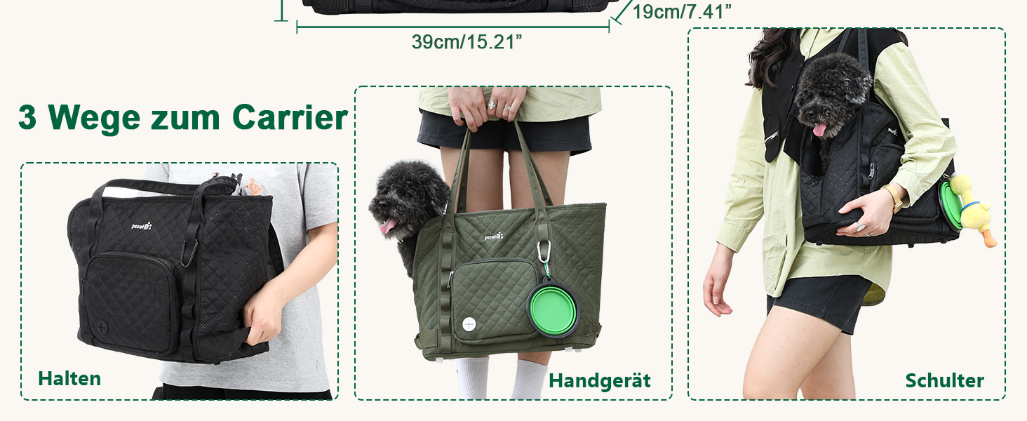Транспортна сумка для собак та котів Pecute, 4 кг, Khaki