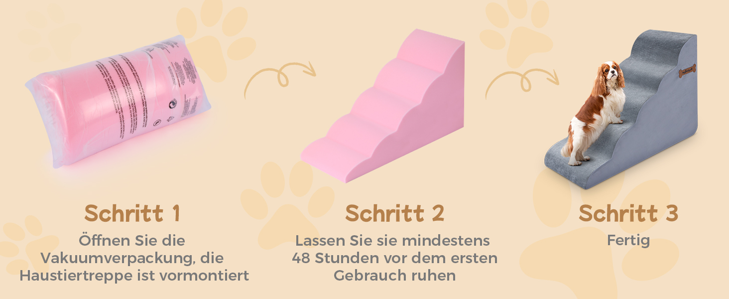 Сходинки для собак 5-ступеневі, 60 см - для дивана та високого ліжка, з антиковзким покриттям, підходять для маленьких тварин та котів з артритом