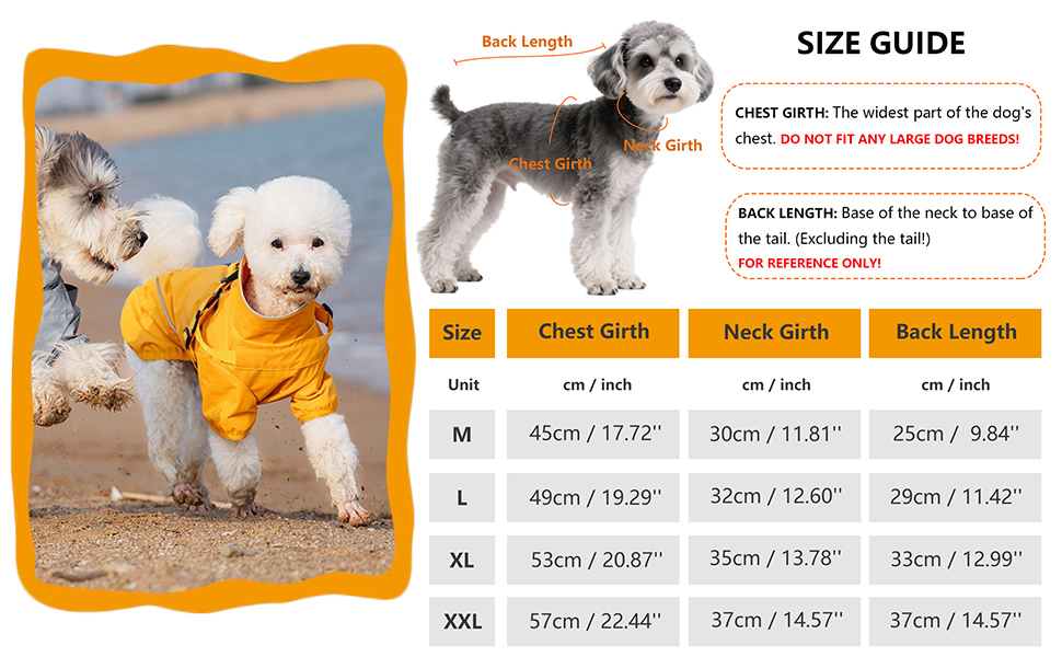 Водонепроникний дощовик для собак з блискавкою, світловідбиваюча куртка для цуценят, дощовик з отвором для шлейки, жовтий, розмір M