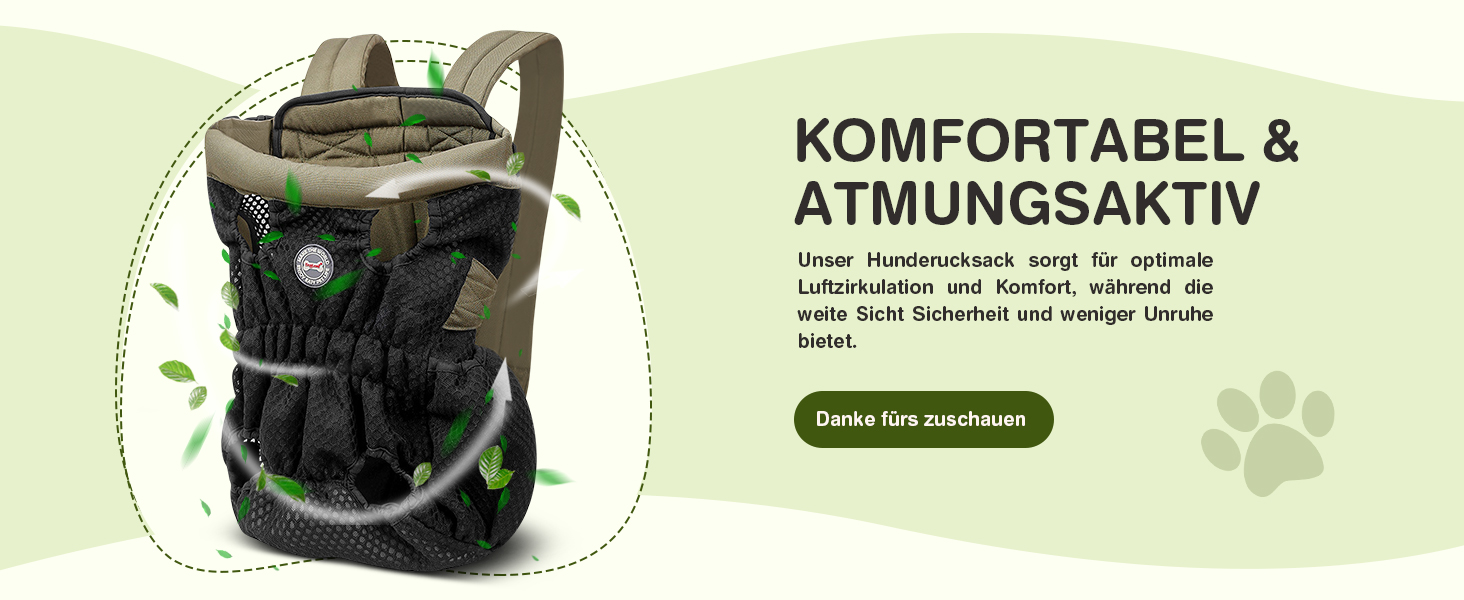 Hunderucksack ALLSOPETS для маленьких собак - Легкий, дихаючий, зручний, з поводком, для подорожей, прогулянок, активного відпочинку (Оливковий, M)