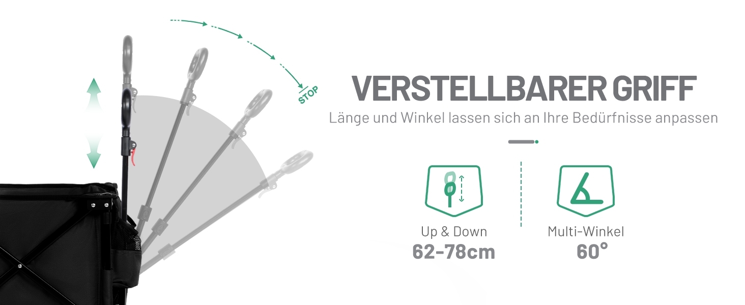 TIMBER RIDGE XXL: Садовий візок-трансформер з кишенями та тримачем для напоїв, для всіх типів місцевості, чорний