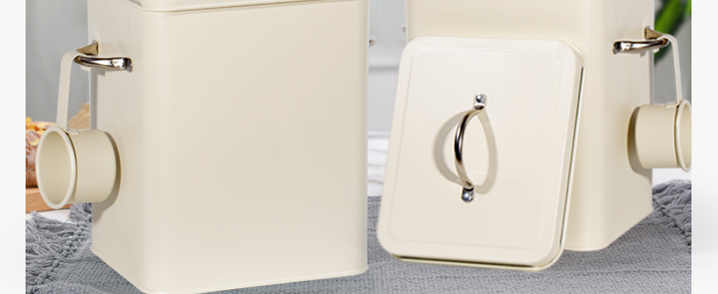 Кошик для порошку Theo&Cleo 6.5L, металева коробка для порошку, контейнер для корму для собак та котів, кавових зерен (матовий бежевий)