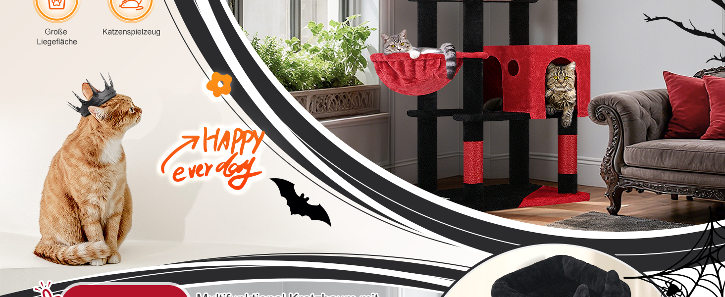 Драбина-будинок для котів Globlazer XXL 209 см з 3 сидіннями, 2 будиночками, 2 кошиками та великою платформою. Стабільна, для 3-5 котів.