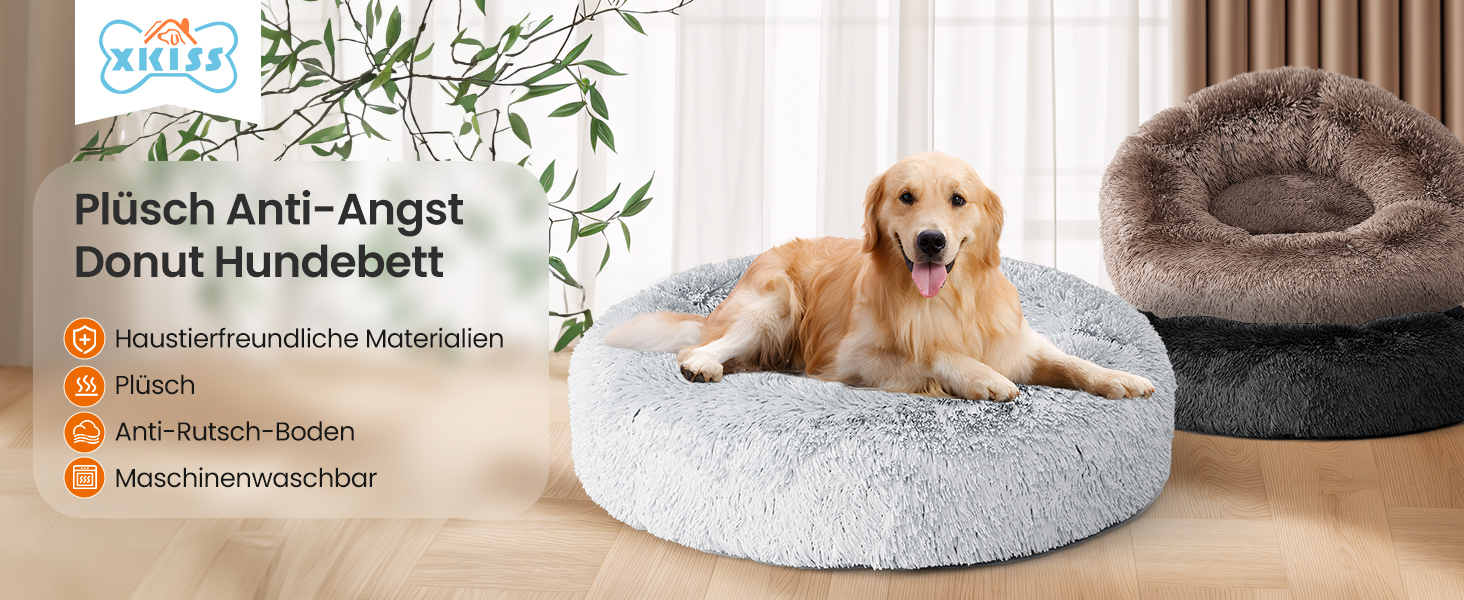 XKISS Лежанка для собак, м'яка, знімний та пральний чохол, оригінальна модель [M, 80см, Темно-сірий]. Лежанка для собак великих, середніх та маленьких порід, зручна та гігієнічна. Розміри: 80 x 80 x 20 см, Темно-сірий колір.