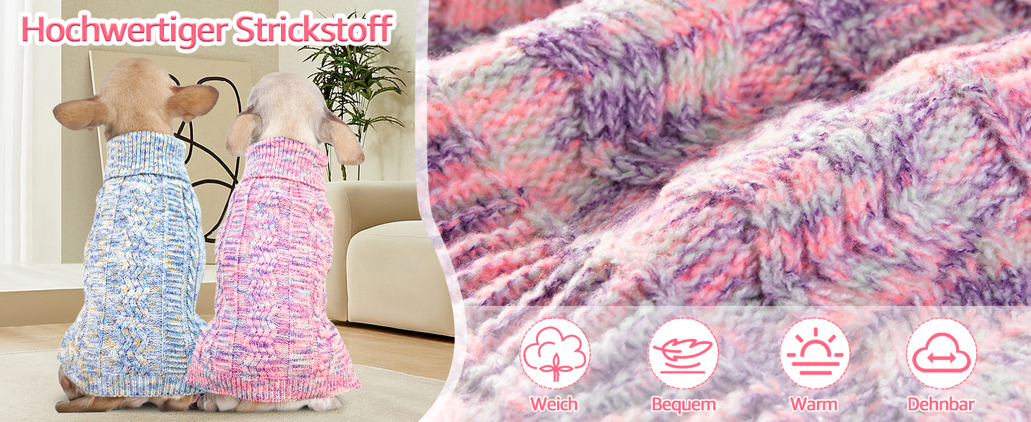 Пуловер для собак SlowTon, рожевий, для дрібних та середніх порід, з отвором для повідка, теплий в'язаний пуловер