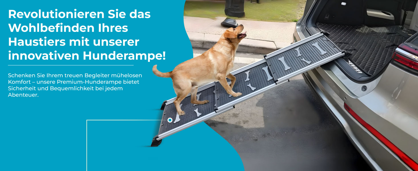 Рампа для собак Ultiness® - телескопічна, складна, з антиковзким покриттям, з алюмінію. Підходить для авто, позашляховиків та вантажівок.