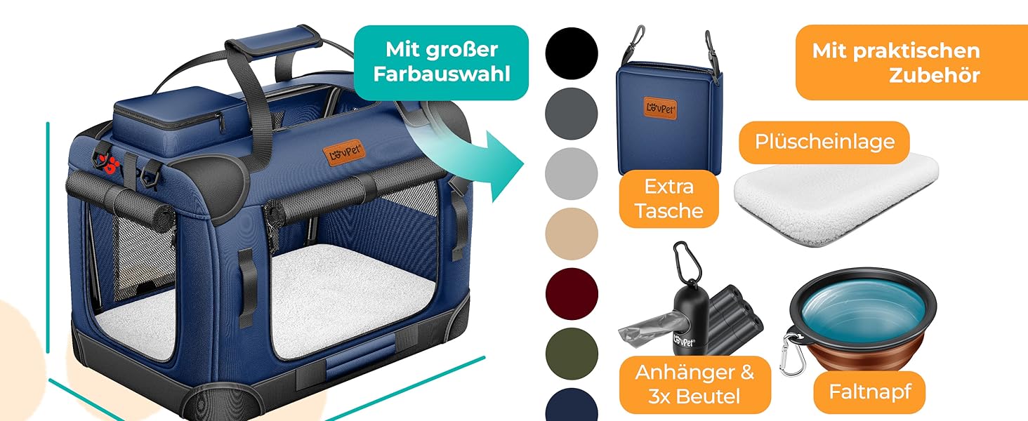 Транспортна переноска для собак та котів XXL 92x64x64 см | Переноска для тварин з мискою та плечовим ременем | Для котів та собак, сірого кольору