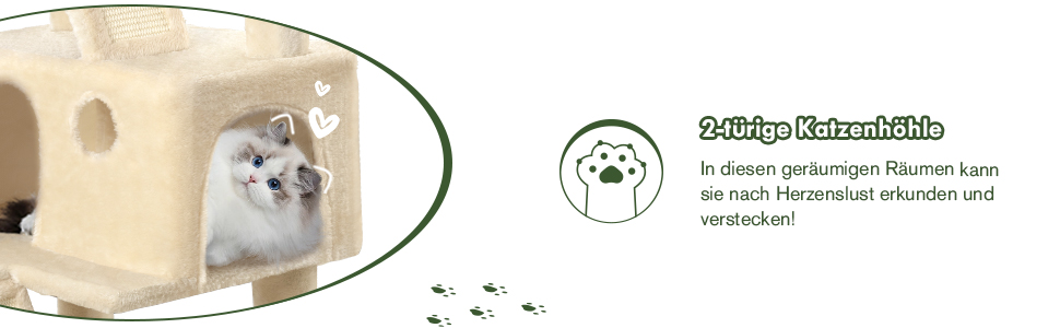 Декілька рівнів, гамак та кошики: кігтеточка MUTICOR для великих котів, 168 см, бежева