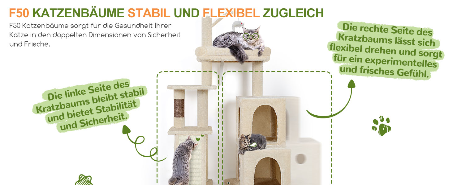 Драбина-кіготь Globlazer для котів XL, бежева, з 2 будиночками, платформа, іграшки, для великих котів та сениорів