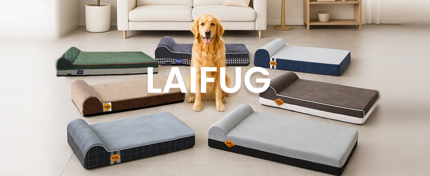 Ортопедичне ліжко для собак Laifug з ефектом пам'яті, велике, водонепроникне, сірий сланцевий колір, 127 x 92 x 23 см