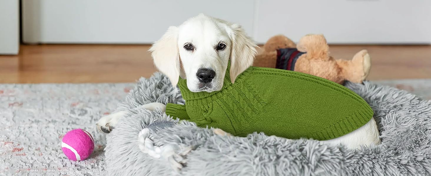 Теплий пуловер для собак Queenmore: Дакель, Французький бульдог, Бігль, Шнауцер (зелений, M)