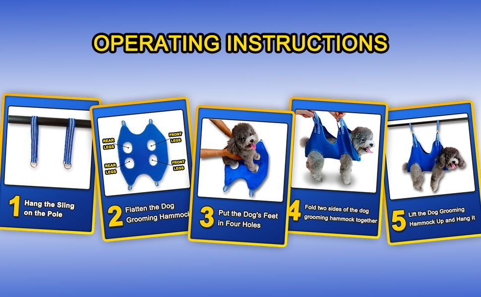 Шлейка-гамак для грумінгу собак OVTEXZOG, переноска для стрижки кігтів, гамакова сумка для собак під час грумінгу (середня, до 20 кг, блакитна)