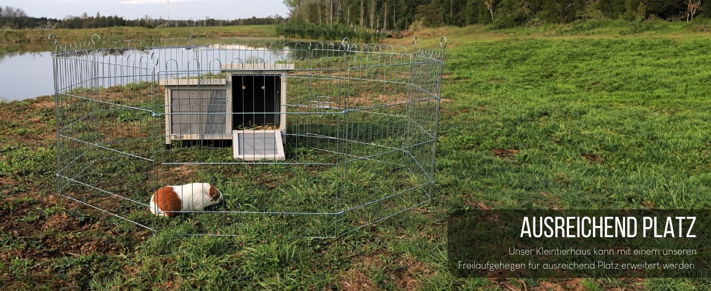 Клітка для кроликів Lionto з дерева з двома входами, 70x43x45 см, водостійке дах з бітуму та пластикові ніжки, для внутрішнього та зовнішнього використання, зимостійка, сучасний дизайн