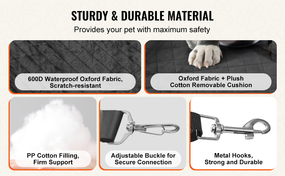 Автокрісло для собак VEVOR: підйомник для собак у машину з кишенькою для зберігання, страхувальний поводок, наповнювач з губки та PP-бавовни, автоліжко для собак маленьких та середніх порід до 18 кг