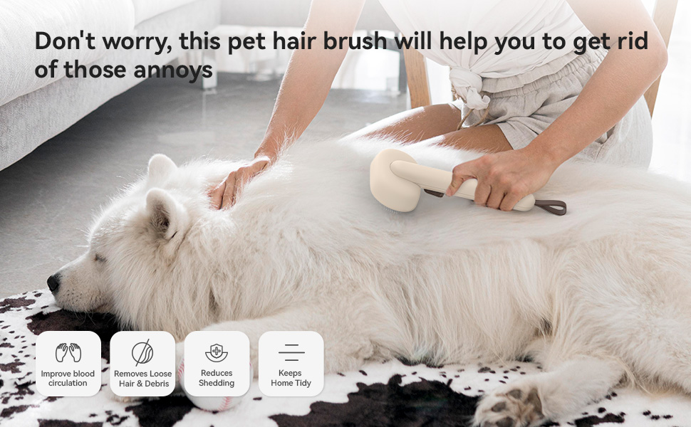 Щітка для котів Aumuca з кнопкою випуску шерсті, довговічна, для короткої та довгої шерсті, видаляє відмерле волосся та масажує (коричнева)