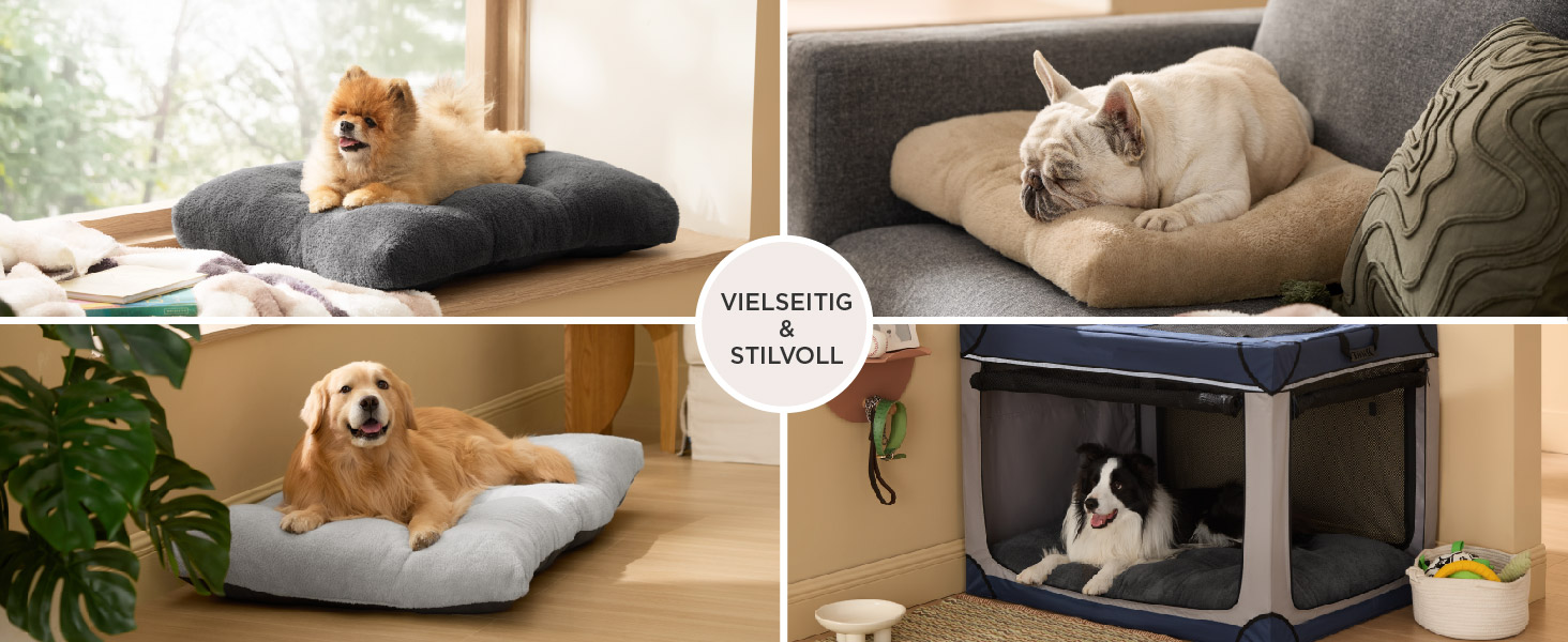 Килимок для собак BEDSURE XL - великий, сірий, 104x69x8 см. З антиковзким дном, для великих собак, з подушкою для заспокоєння.