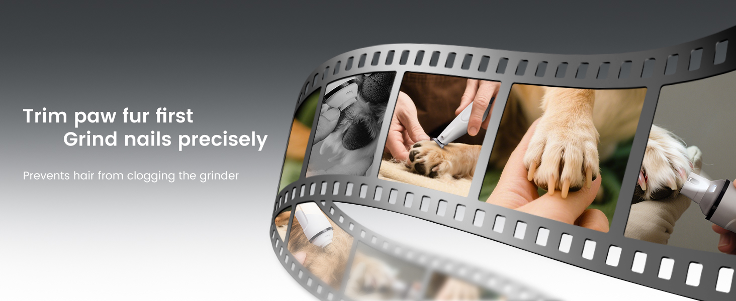 PAPMINI 2-в-1 триммер для когтів та стрижка когтів для собак, безшумний, акумуляторний, для великих, середніх та маленьких собак, білий