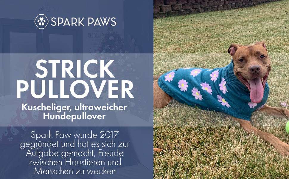 Теплий зимовий пуловер для собак Spark Paws з ультрам'якого матеріалу – для маленьких, середніх та великих собак, французьких бульдогів, пітбулів (квітковий, M)