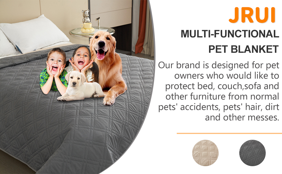 Водонепроникний килимок для собак 218 x 208 см: захист дивану та ліжка. Великий, миючий, з антиковзаючим покриттям. Підходить для собак та котів, бежевий, XXL