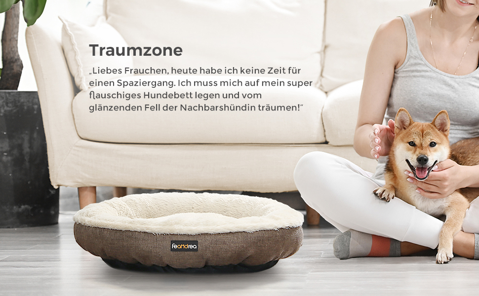 Кругла лежанка для собак та котів Feandrea, діаметр 65 см, коричнева