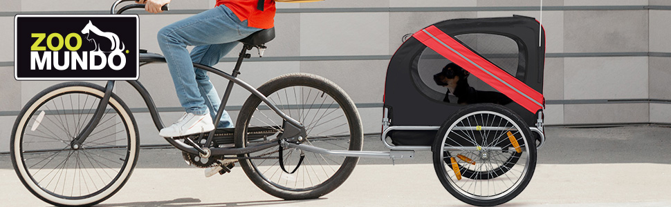 Фahrradanhänger Zoomundo для собак: червоний/чорний, срібна рама - Zoomundo