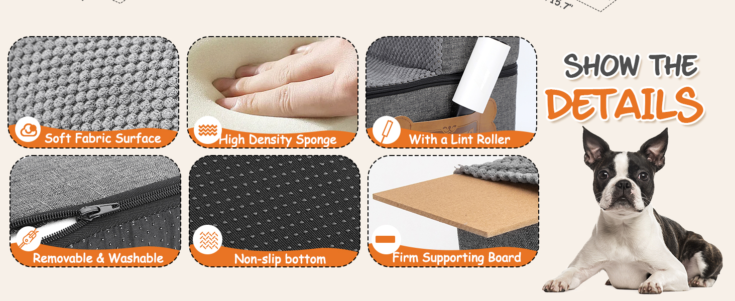 Сходинка для собак Nobleza, рампа для тварин, 3 сходинки, для собак та котів, під ліжко/софу