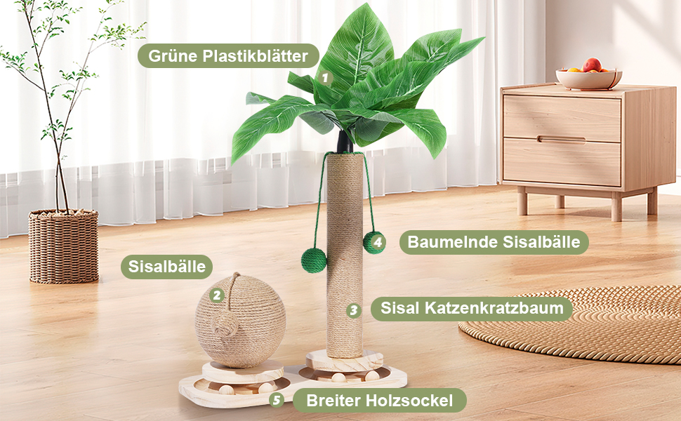 Кігтеточка-пальма Palme 2 в 1 з інтерактивними іграшками та кулями для котів