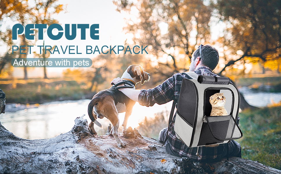 Рюкзак для собак та котів PETCUTE: зручний та дихаючий, сірий колір