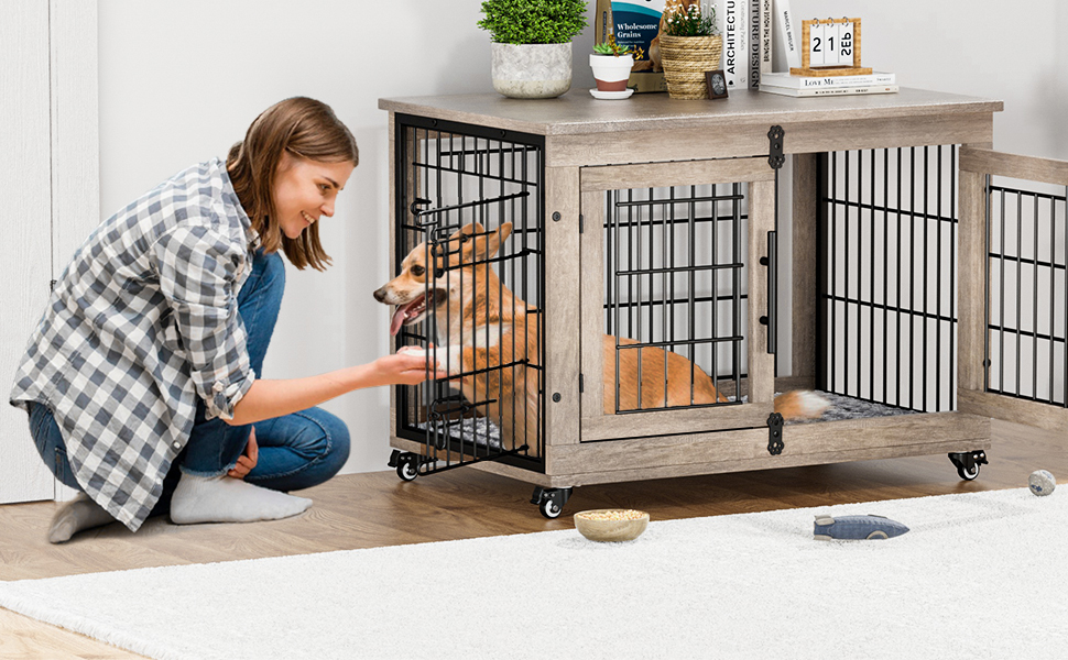 Кіяпка: Будка для собак у дім з подушкою, 98x64x68 см (Сірий, M)