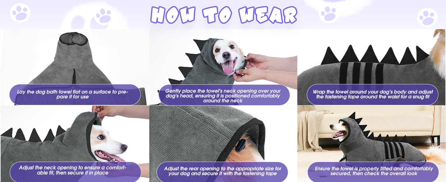 Рушник для собак з мікрофібри, швидковисихаючий, регульований, надзвичайно поглинаючий для середніх та великих собак, легко одягається (Сіро-зелений, Сіро-чорний, S)