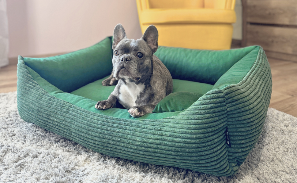 4L Textil Hundebett Molly - зручне ліжко для собак середніх порід, м'який велюр, коричневий колір (100x80 см)