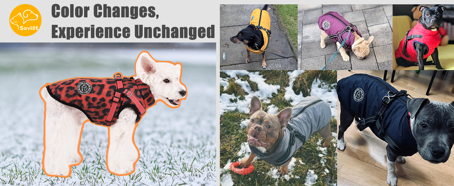 Водонепроникна куртка для собак на зиму з інтегрованим шлейкою та блискавкою. Теплий зимовий костюм для цуценят з леопардовим принтом, червоний (M)