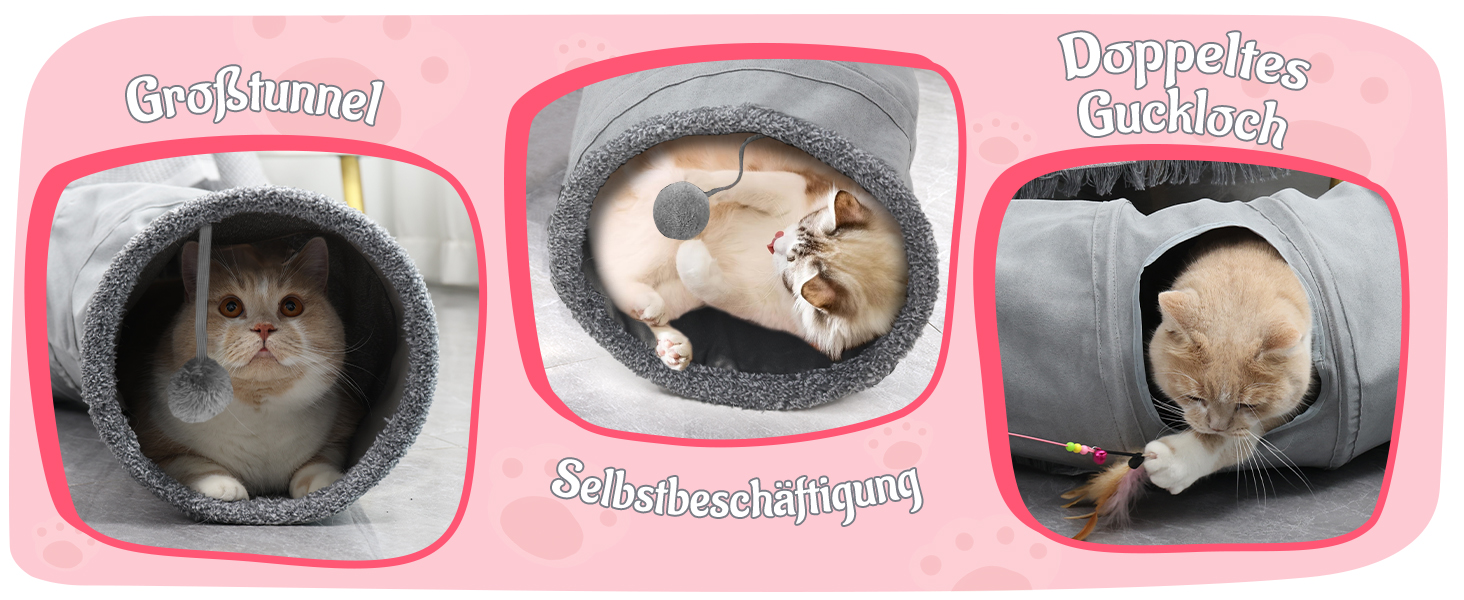 Туннель для котів XIAPIA, складаний, з м'ячиком, інтерактивна іграшка, для кошенят, кроликів, морських свинок, ігровий тунель для дому та вулиці