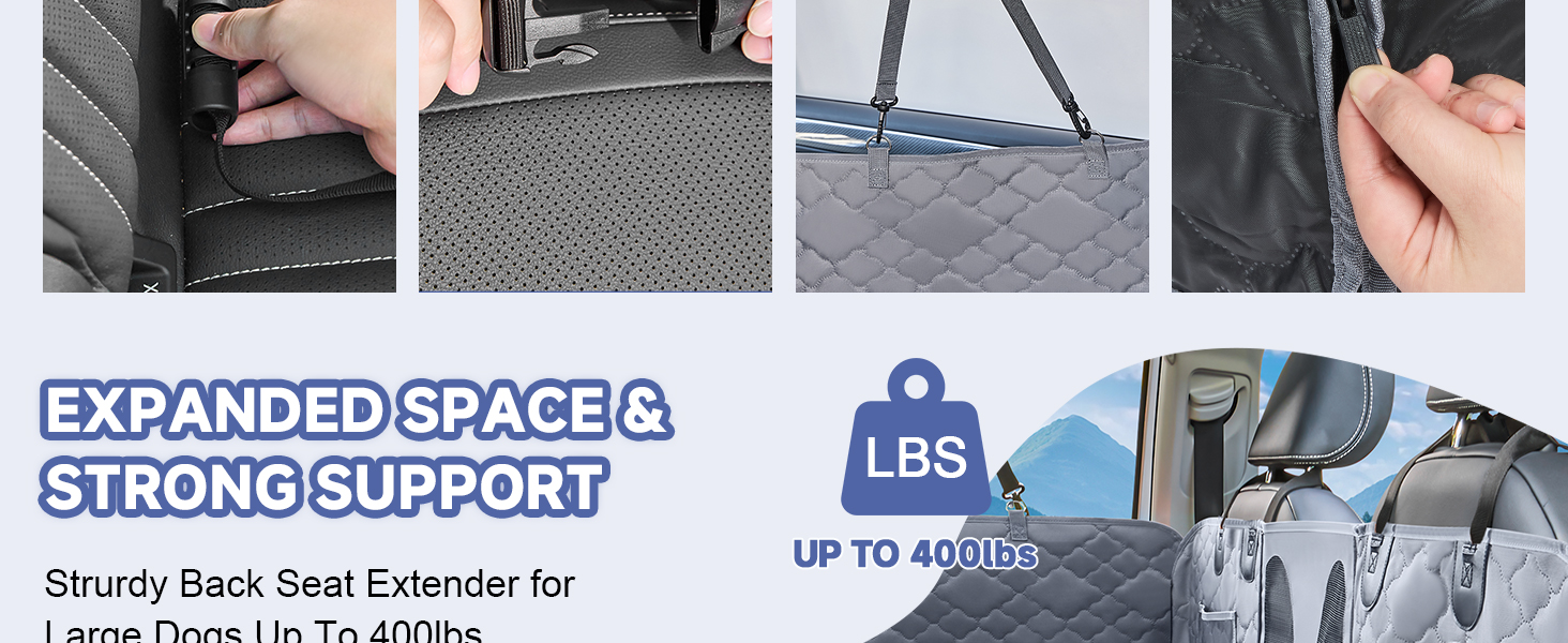 Захисний чохол на сидіння для собак Dorifine з PU-шкіри - килимок для собак на заднє сидіння з твердим дном, 147x75 см, 181 кг, водонепроникний, стійкий до подряпин, антиковзкий (сірий)