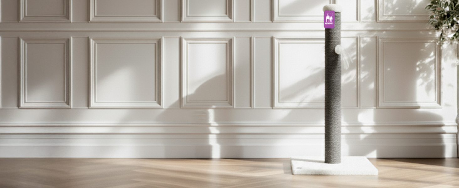 Дряпка для котів Petrebels Maine, 90 см, з міцною основою та сизалевим стовпчиком, 40 x 40 x 90 см, колір off-white