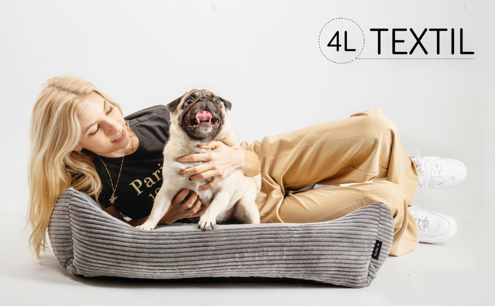 4L Textil Hundebett Molly - зручне ліжко для собак середніх порід, м'який велюр, коричневий колір (100x80 см)