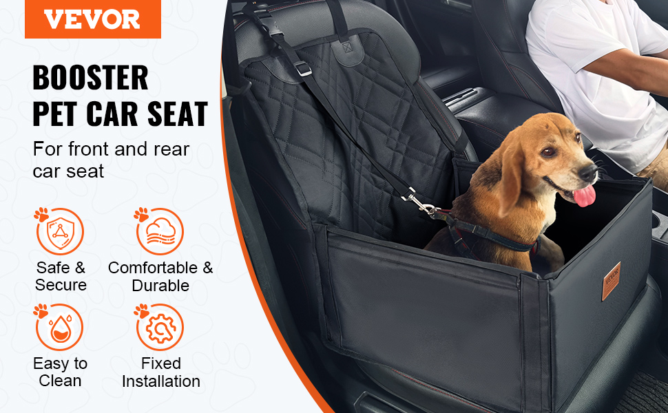 Автокрісло для собак VEVOR: підняття, безпечна мотузка, бавовняна підкладка, до 12 кг (Чорний)