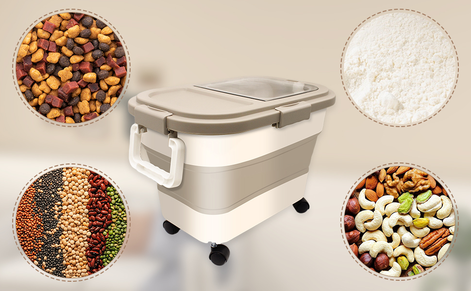 Контейнер для корму для собак та котів, 10 кг, повітряний, BPA-Free, з колесами